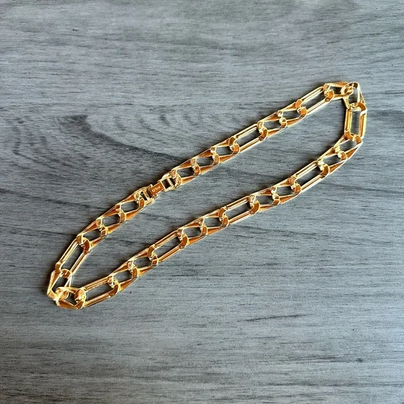 Monet Gold and Red Chain Necklace - Picture 3 of 6